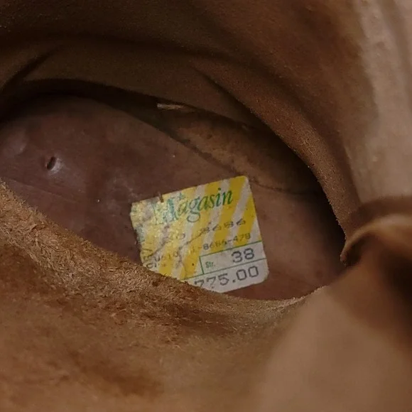 Vintage Kero Reindeer Hide Beak Boots Womens 7 Tan Leather Sweden - Picture 10 of 11